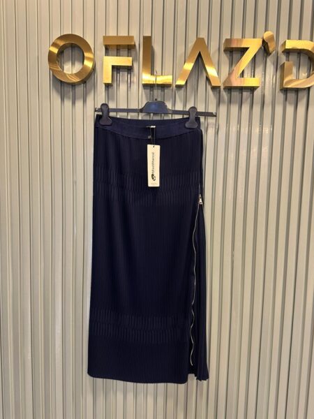 Misswhence Fermuarlı Pliseli Etek Lacivert 38921